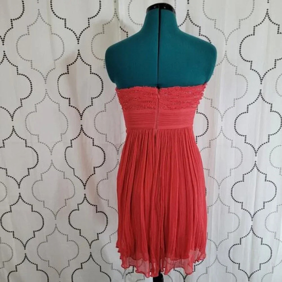 BCBGMaxAzria Silk Crepe Chiffon Dress with Floral Accent - Size 2 - Picture 4 of 9